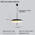 Modern LED UFO Pendant Lamp, Minimalist Designer Chandelier for Bar, Dining Room, Bedroom, Artistic Decor – angled view