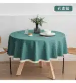 New Large Round Tablecloth Solid Color Cotton Linen Waterproof Table Cloth Oil-Proof Table Cover for Kitchen Garden