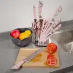 ZENG 9PCS Kitchen Knife Set Stainless Steel Hollow Handle Sharp Meat Cutting Cooking Knife Scissors Bread Knife Fruit Peeler