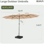 Large 15ft patio umbrella with base included in outdoor setting