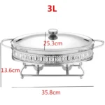 Stainless Steel Glass Serving Dish hot pot small chafing dish Food Warmer Buffet Luxury Golden Oval Hotel Wedding Chafing Dish - Image 12