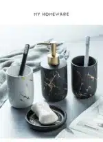Marble Soap Dispenser Pump Bottle Ceramic Bathroom Accessory Set Home Couple Mouthwash Cup Soap Dish Washing Tools Luxury