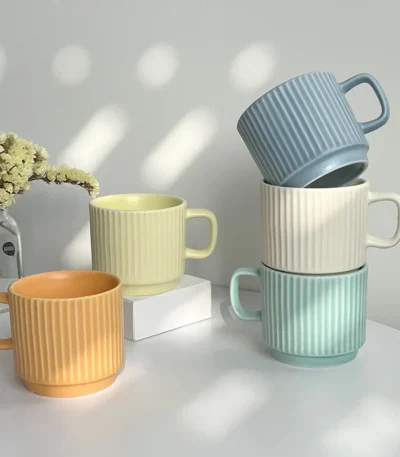 260ML European Style Ceramic Coffee Cups Saucer Set Retro Exquisite Afternoon Tea Ceramic Cup Breakfast Milk Mug And Saucer