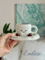 Creative Footprint Ceramic Coffee Cup & Saucer, Hot Sale Aesthetic Mug, Cute Drinkware for Living Room & Home – top