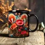 1pc magic mushroom forest Ceramic coffee Mug office milk cup 11oz black tea mug