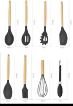 12PCS Food Grade Silicone Kitchen Cookware Utensils Turner Spatula Measuring Spoons Practical Cooking Tool Kitchenware Set