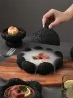 Black Cement Tableware Dinner Plate stone Sashimi sushi Disc Dry Ice Tray Plate Dessert Plates Dim Sum Dish Steak Plates