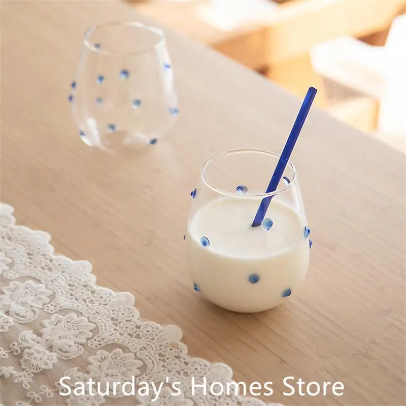 Colorful Stones Dots Glass Cup High Borosilicate Glass Transparent Drink Water Cup Milk Coffee Juice Glass