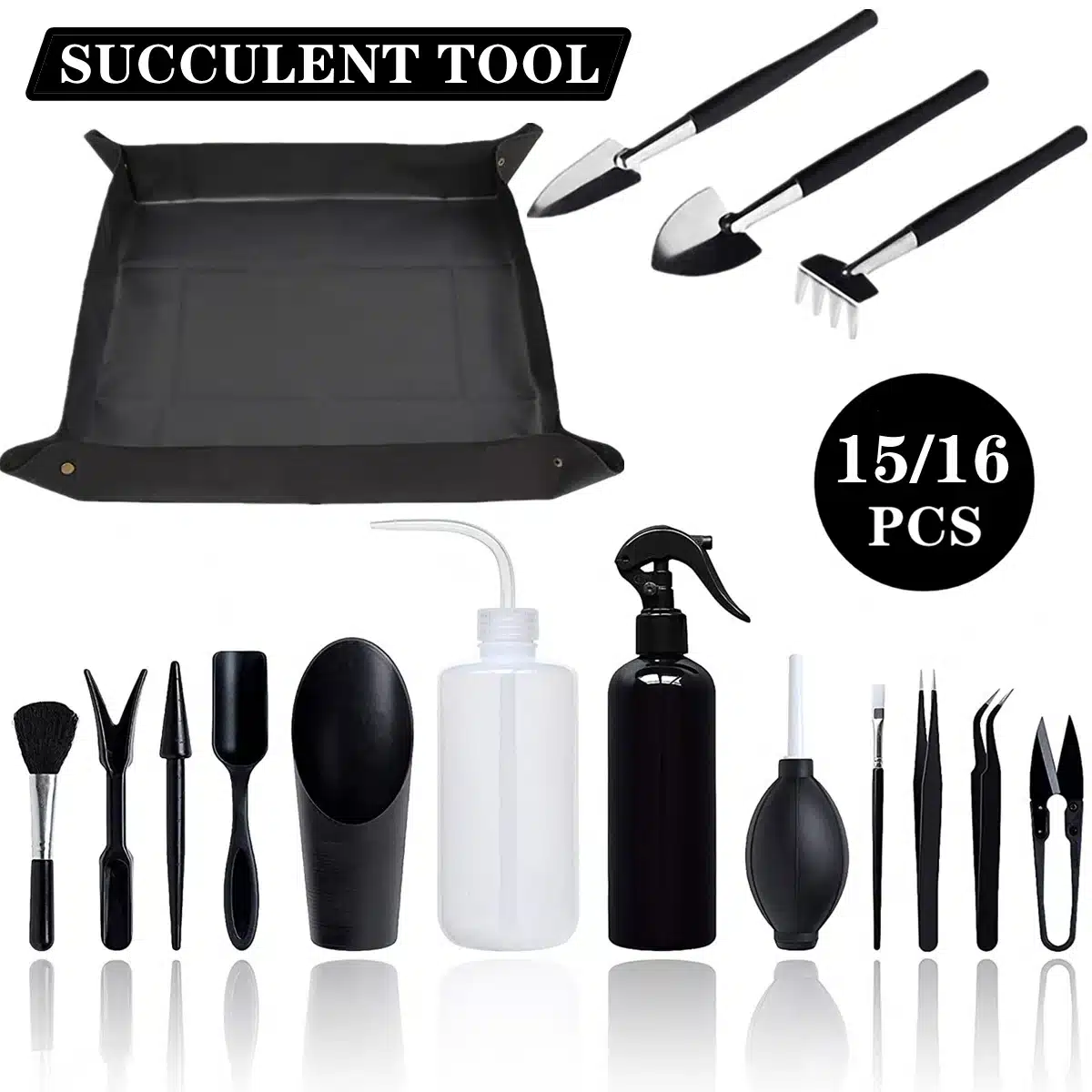 Garden Planter Kit 7-16PCS Succulent Plants Tools Set with Gardening Mat, Flowers Bonsai Garden Planter Kit 7-16PCS Succulent Plants Tools Set with Gardening Mat on wooden table