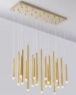 Matte white semi-flush mount ceiling light in a hallway with neutral walls.