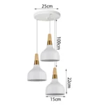 Modern Minimalist E27 Pendant Lights Bar Cafe Restaurant Home Decor Wood Aluminum Hanging Lamp 3-Heads White Lighting