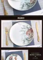 European ceramic western dinner plate, jungle set, steak plate, Coffee cup, afternoon , personalized gift set – base detail