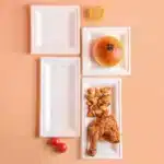 50pcs Degradable Square 6/8/10 Inch Disposable Paper Plate Thick Cake Tray for Baking Barbecue Party Tableware Fruit Snack