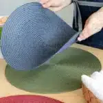 4pcs/set Christmas Placemat Round Braided Placemats Washable Non-Slip Place Mats Festival Table Decoration – top view