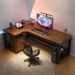 47 in Computer Desk with Drawer, Storage Cabinet Shelve, L Shape Home Office Reversible Study Table, Wood Executive Writing