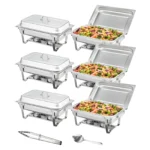 SucceBuy 8QT Rectangle Chafing Dish 2/4/6 Packs w/ Full Size Pans Buffet Catering Warmer Server Folding Stand Fuel Holder Tray - Image 11