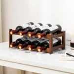 Wine Bottle Display Stand, 4 Tier Wooden Free Standing Wine Rack, Retro Minimalist Wine Storage Organizer Shelves for Home Decor - Image 9