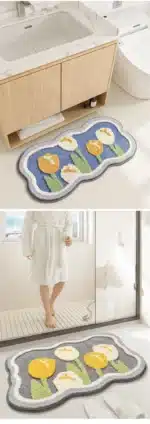 Bathroom Non-slip Mat 3-piece Set Modern Minimalist Flower Absorbent Floor Mat Thickened Bathroom Door Mat High Quality Bath