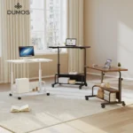 JHK 31.5IN Adjustable Height Mobile Standing Computer Desk with Locking Wheels Metal Frame Portable Workstation for Walking