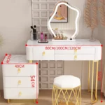 White modern dressing table with mirror and makeup stool - Goldoma furniture