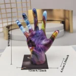 Graffiti Hand Gesture Statue Modern Art Colorful Hand Resin Figurine Finger Model for Home Desktop Office Decor – top view