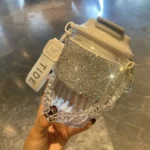 BlingBling Water Bottle 450ML Luxury Rhinestone Chain Bar Handheld Direct Drinking Coffee Mug Home Plastic Juice Beverage
