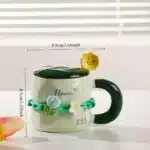 Girls Household Lovely Flower Ceramic Cup with Lid Spoon Advanced Mug Tulip Cup – in a cozy room setting