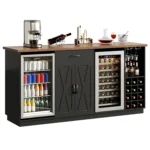 78.74" Large Coffee Bar Cabinet with Fridge Space, Mini Fridge Cabinet with Storage, Liquor Cabinet with Wine Rack,
