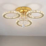 Luxury gold crystal chandelier LED ceiling light in modern living room