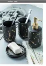Marble Soap Dispenser Pump Bottle Ceramic Bathroom Accessory Set Home Couple Mouthwash Cup Soap Dish Washing Tools Luxury
