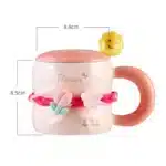 Girls Household Lovely Flower Ceramic Cup with Lid Spoon Advanced Mug Tulip Cup – base detail