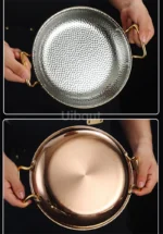 Commercial crayfish plate Flat bottom stewed rice pot Double ear frying pan hotpot 304 stainless steel Spanish seafood rice