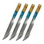 Amber 67-layer Damascus Steel 4pcs 5-inch Steak Kitchen Knife Set kitchen tool Resin with burl wood Handle Sharp Tools