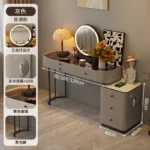 Modern dressing table with mirror and two drawers in white painted finish for bedroom use