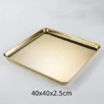 Golden Square Stainless Steel Food Service Tray plate set Nonstick Bakeware Fruit Cookie Bread Plate Kitchen Storage Container - Image 7