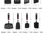Goldoma high heat resistant spatula in use on a non-stick frying pan