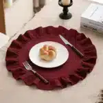 4PCS Cloth Napkins Round Placemat 100% Cotton Vintage Wedding Table Decoration Reusable for Kitchen Dinning Christmas Table