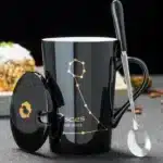 12 Constellations 420 Ml Ceramic Mugs Creative Mugs With Spoon Lid Black Mug New Bone China Coffee Cup Drinkware Couples