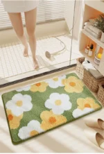 Non-Slip High-Absorbency Microfiber Bath Mat - Floral Plush Bathroom Rug, Thickened Fashionable Home Decor – close-up detail