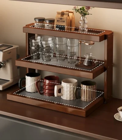 Table Shelf Countertop Cup Storage Rack Acrylic Water Cup Shelf Storage Tray Kitchen Home Organizer Shelves Kitchen Organizer