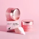 Goldoma Anti Aging cream with a white towel, soft focus background.