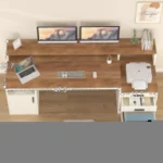 65 Inch Computer Desk with 3 Drawers & Storage Shelves, Executive Desk with File Drawer & Cabinet, Home Office Desk,