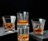 Elegant lead free wine glasses set on a wooden table