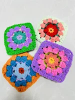 Colorful Handmade crochet table place mat pad cloth cup doily Coffee coaster Christmas flower placemat wedding kitchen 9.5CM