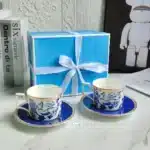 European Klein blue hibiscus bone porcelain plate ins wind European household high-end tableware housewarming gift box – in