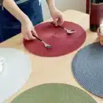 4pcs/set Christmas Placemat Round Braided Placemats Washable Non-Slip Place Mats Festival Table Decoration – styled in a