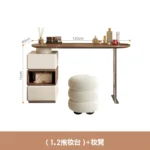 Modern white dressing table with LED mirror and storage drawers