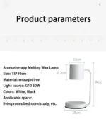 Dimmable lamp with a wax melt warming, on a kitchen counter as decorative lighting.
