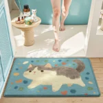 Adorable Cat Print Bath Mat, Premium Thick Sponge, Super Absorbent & Quick Dry, Non-Slip Bathroom Rug, Soft Rebound