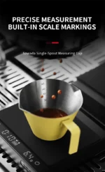 MHW-3BOMBER Espresso Measuring Cup 100ml Dual Pour Spouts & Accurate Scale Stainless Steel Shot Cup for Baristas – top